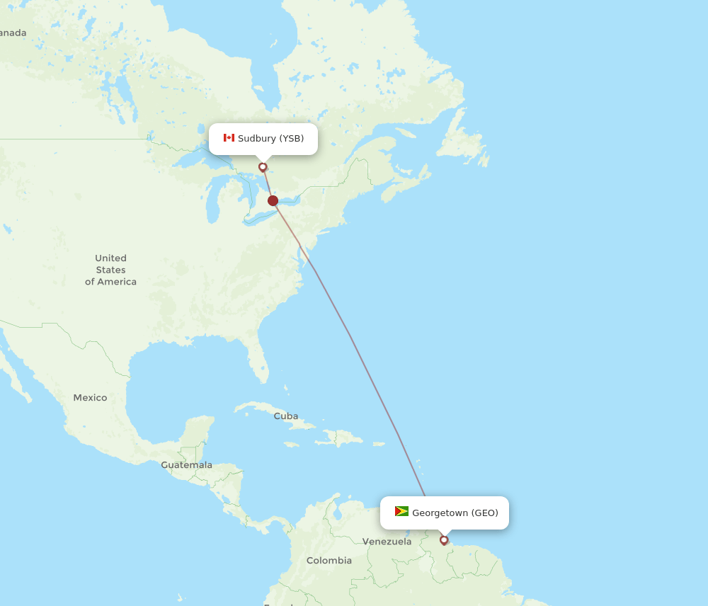 YSB-GEO flight routes
