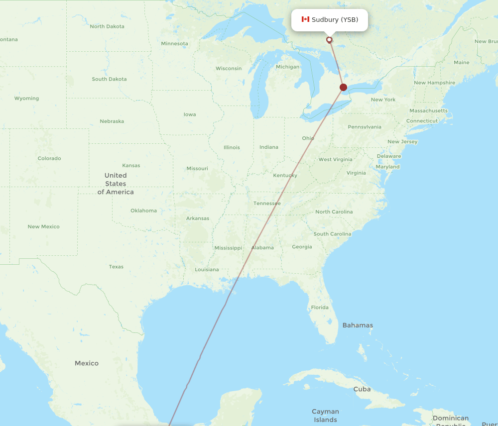 YSB to HUX flights and routes map