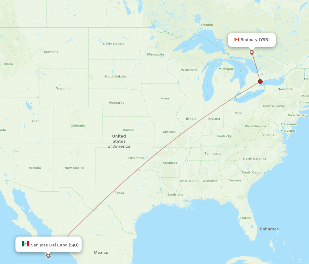 YSB-SJD flight routes