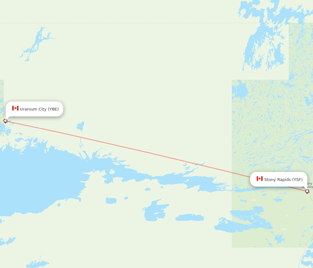 YBE to YSF flights and routes map