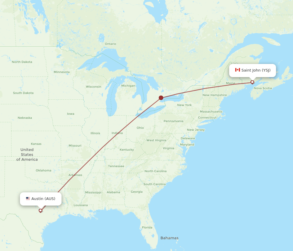 YSJ-AUS flight routes