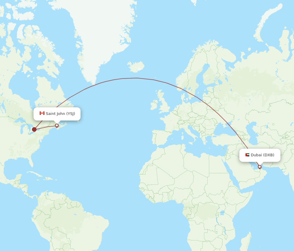 YSJ-DXB flight routes