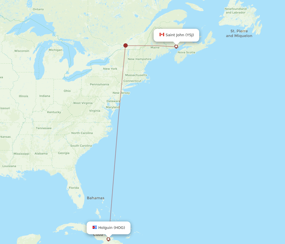YSJ-HOG flight routes