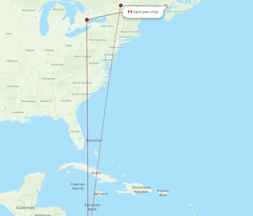 YSJ-PTY flight routes