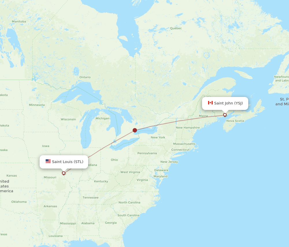 YSJ-STL flight routes