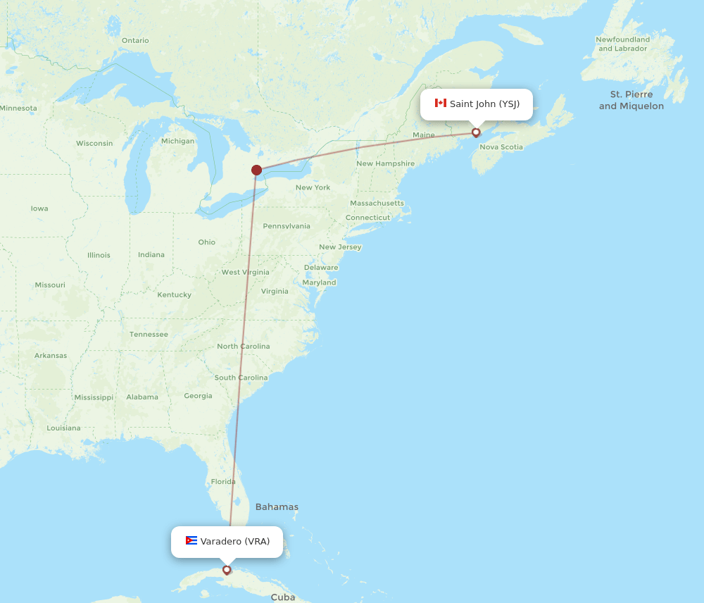 YSJ-VRA flight routes