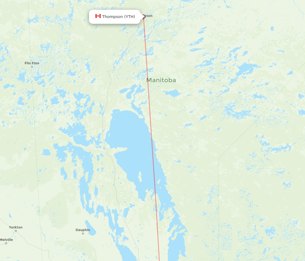 YTH to YWG flights and routes map