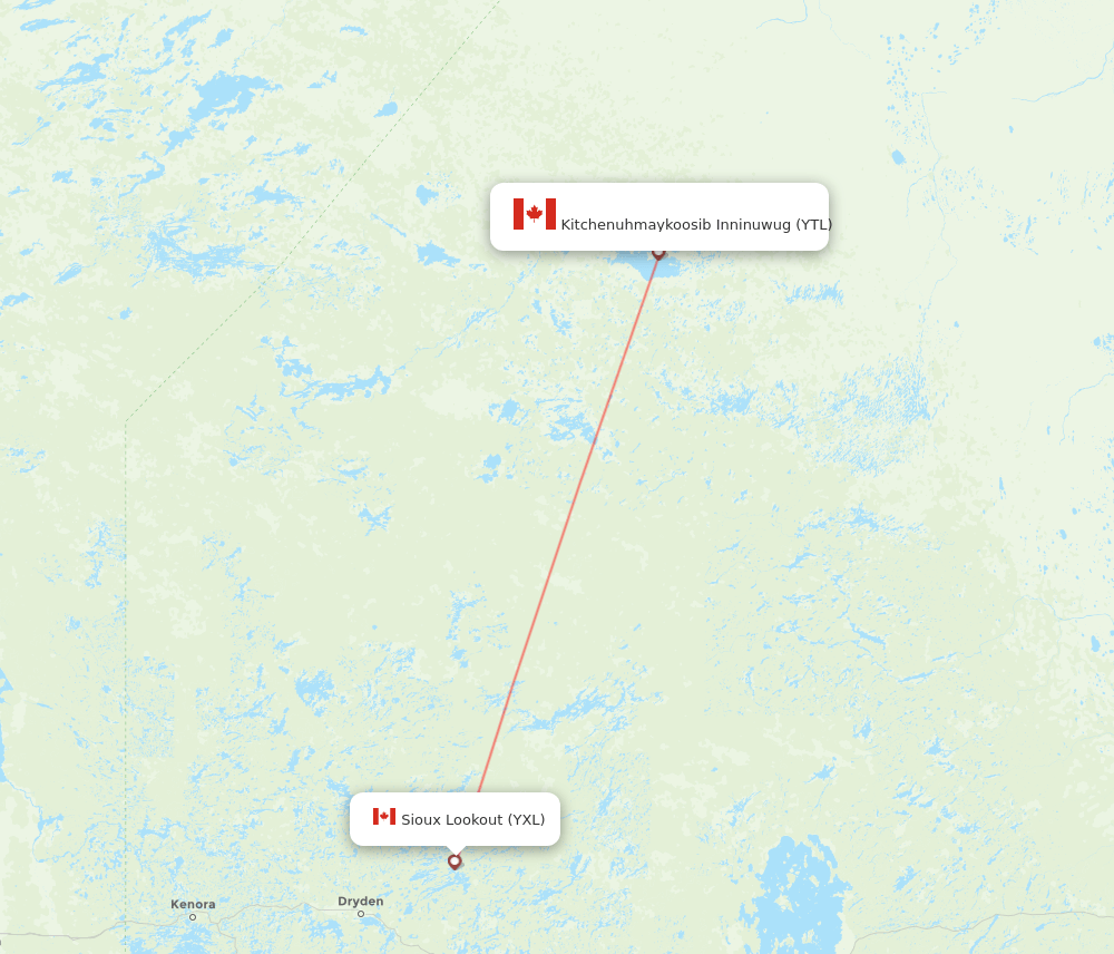 Big Trout - Sioux Lookout route map and flight paths