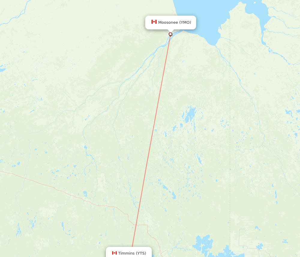 YTS to YMO flights and routes map