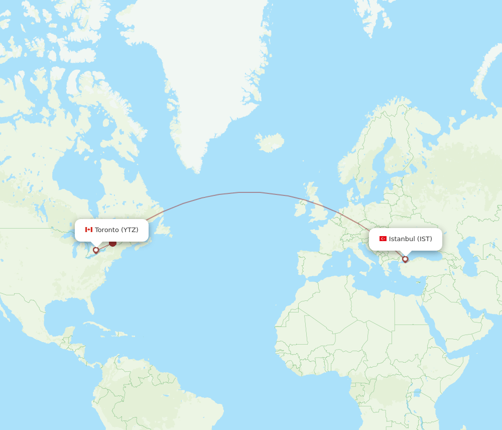 YTZ-IST flight routes