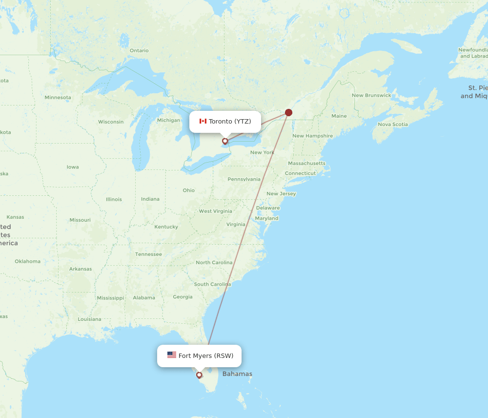 YTZ-RSW flight routes