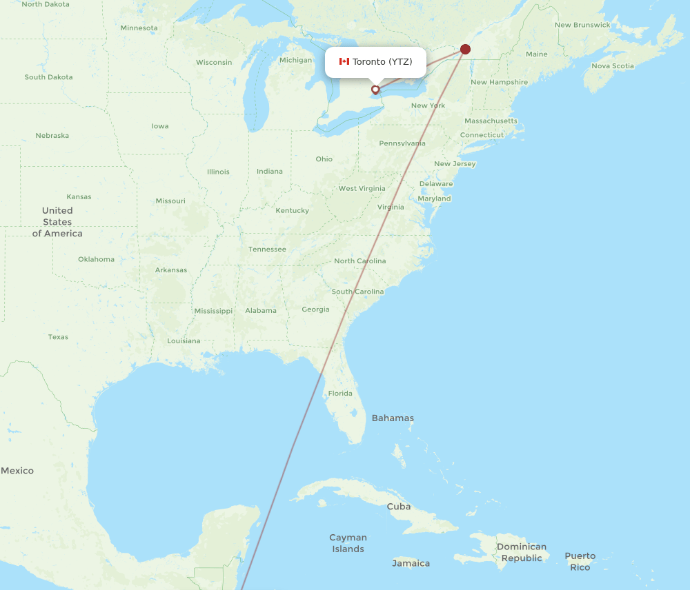 San Salvador - Toronto route map and flight paths