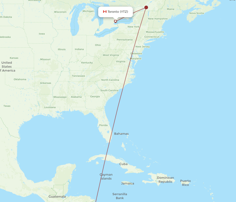 YTZ-SJO flight routes