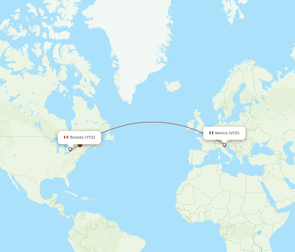 YTZ-VCE flight routes