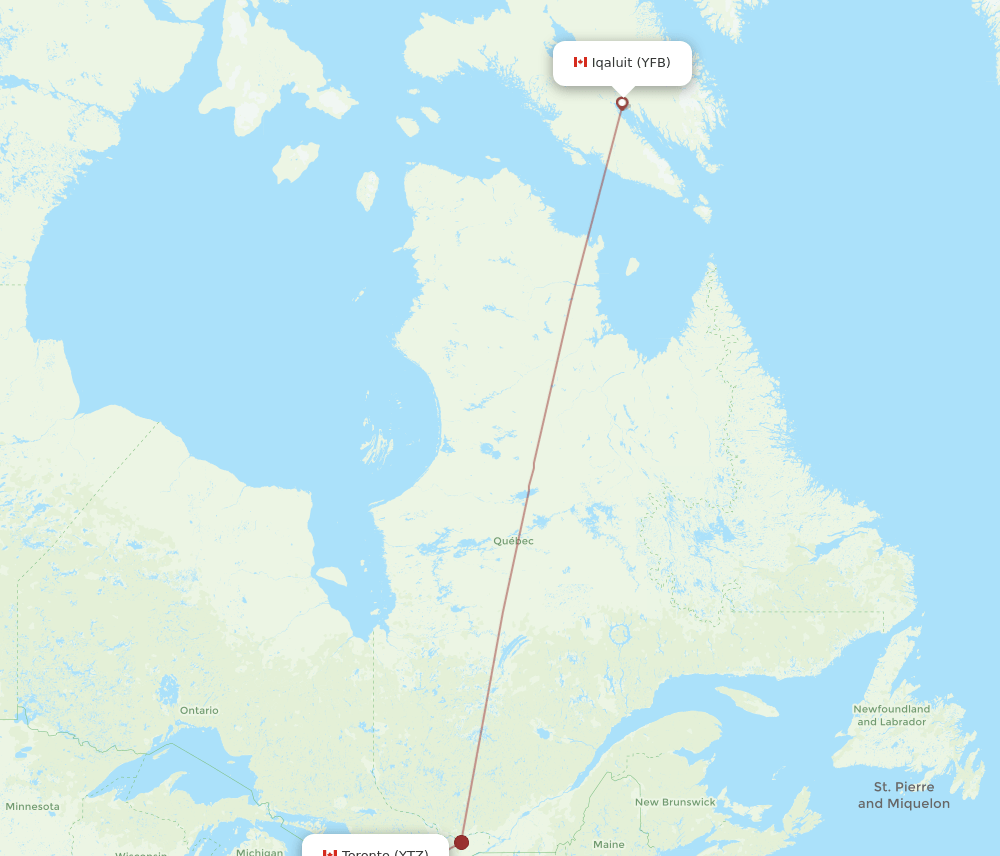 YTZ-YFB flight routes