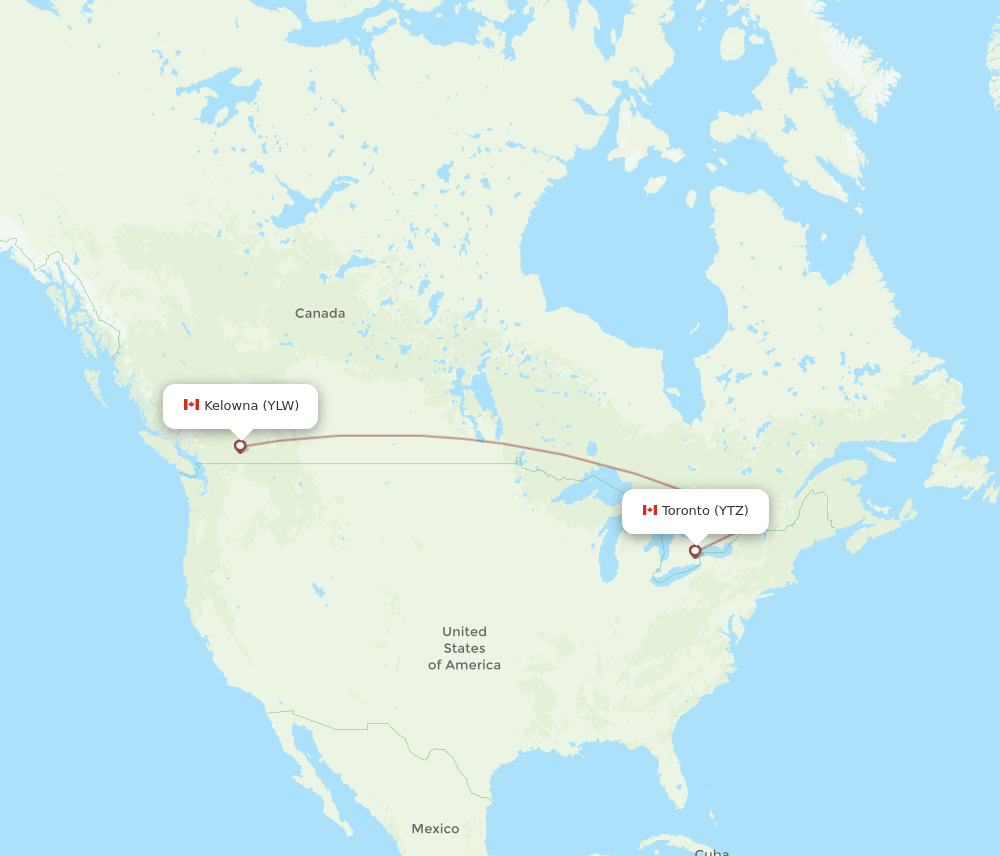 YTZ-YLW flight routes