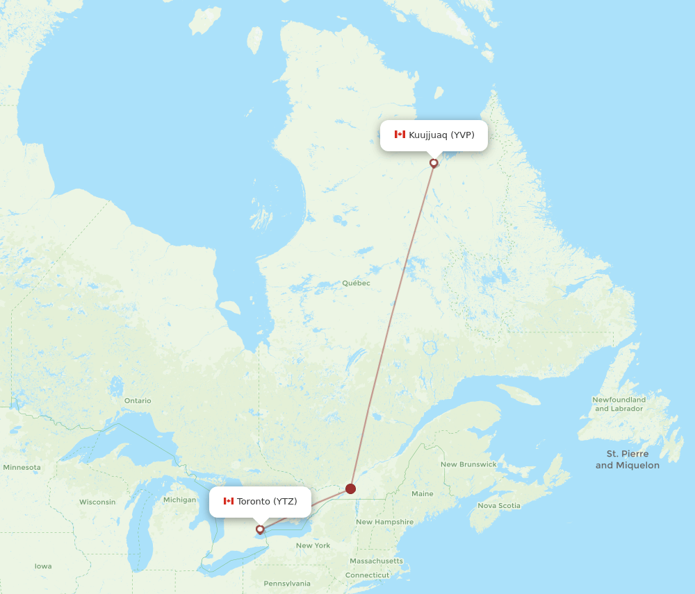 YTZ-YVP flight routes