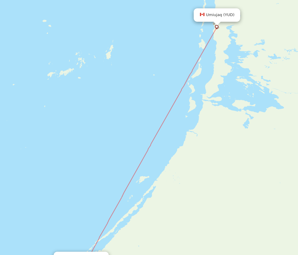 Umiujaq - Kuujjuarapik route map and flight paths