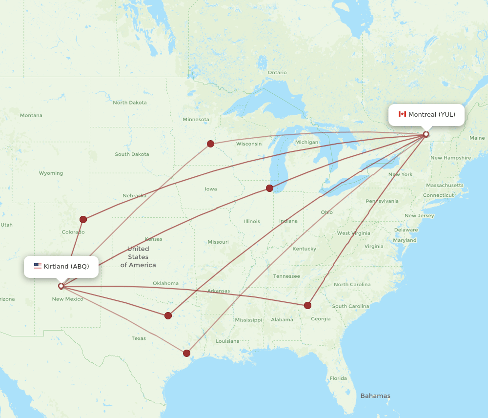 YUL-ABQ flight routes