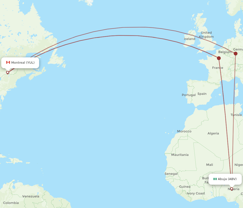 YUL-ABV flight routes