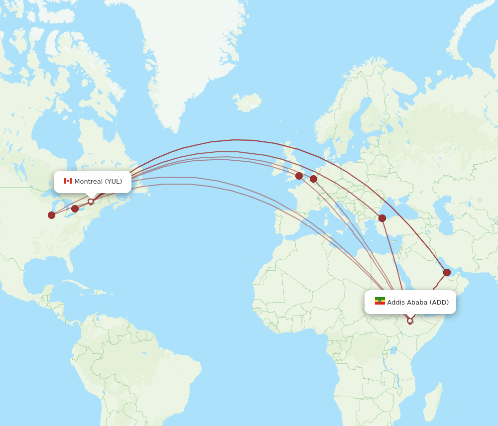 YUL-ADD flight routes