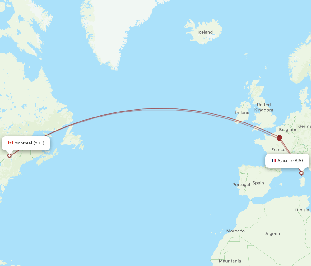 YUL-AJA flight routes