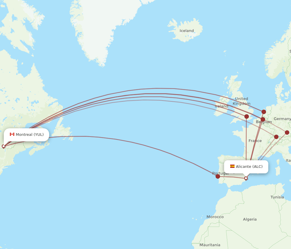 YUL-ALC flight routes