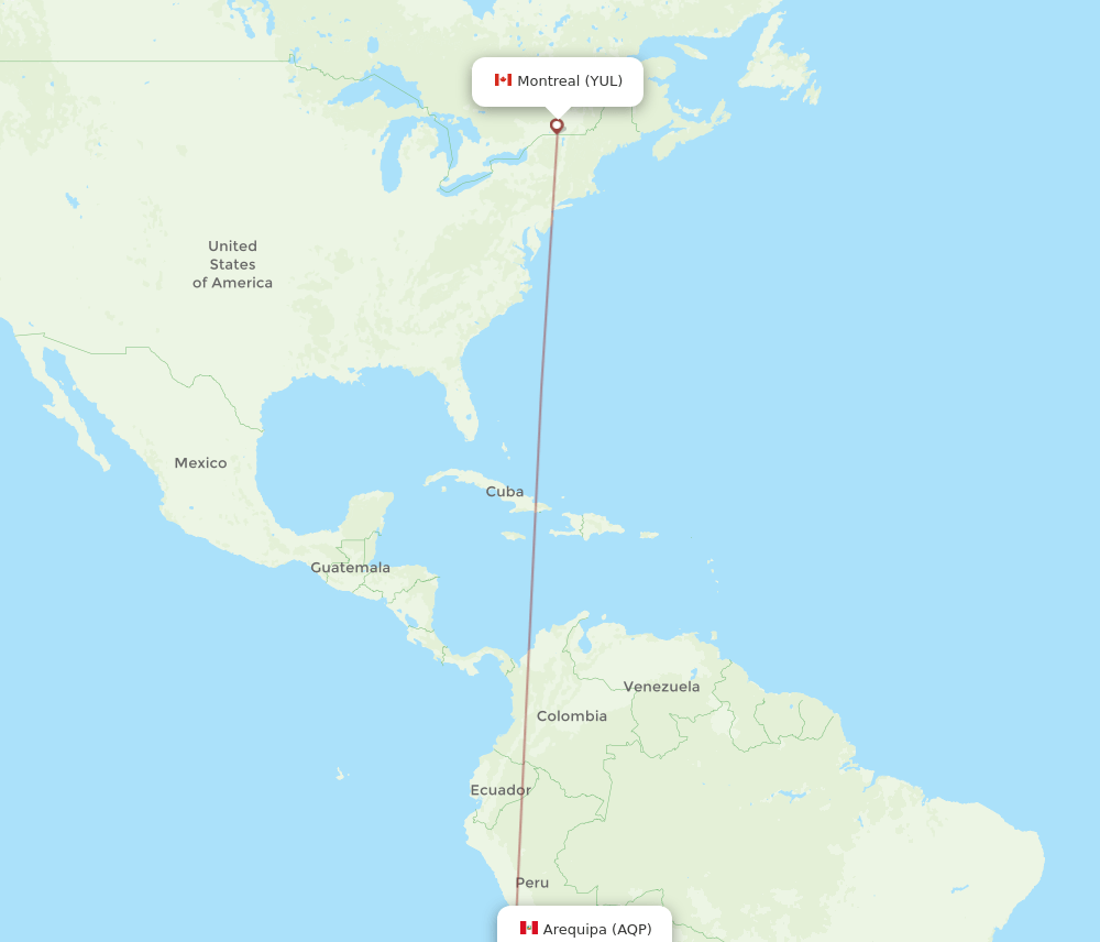 YUL to AQP flights and routes map