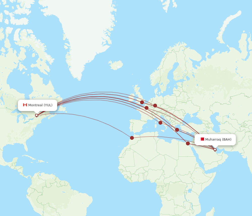 YUL-BAH flight routes