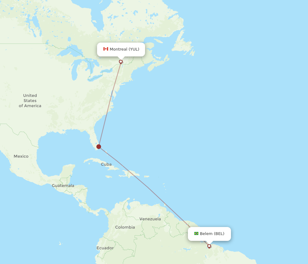 YUL-BEL flight routes
