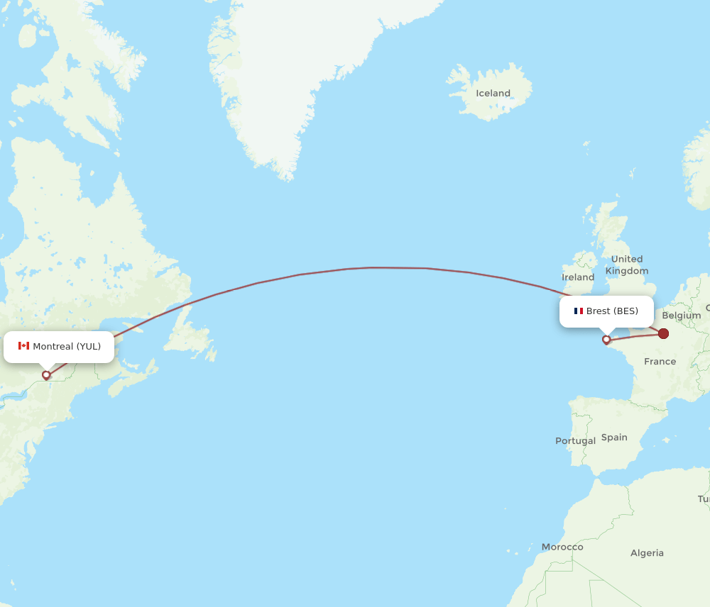 YUL-BES flight routes