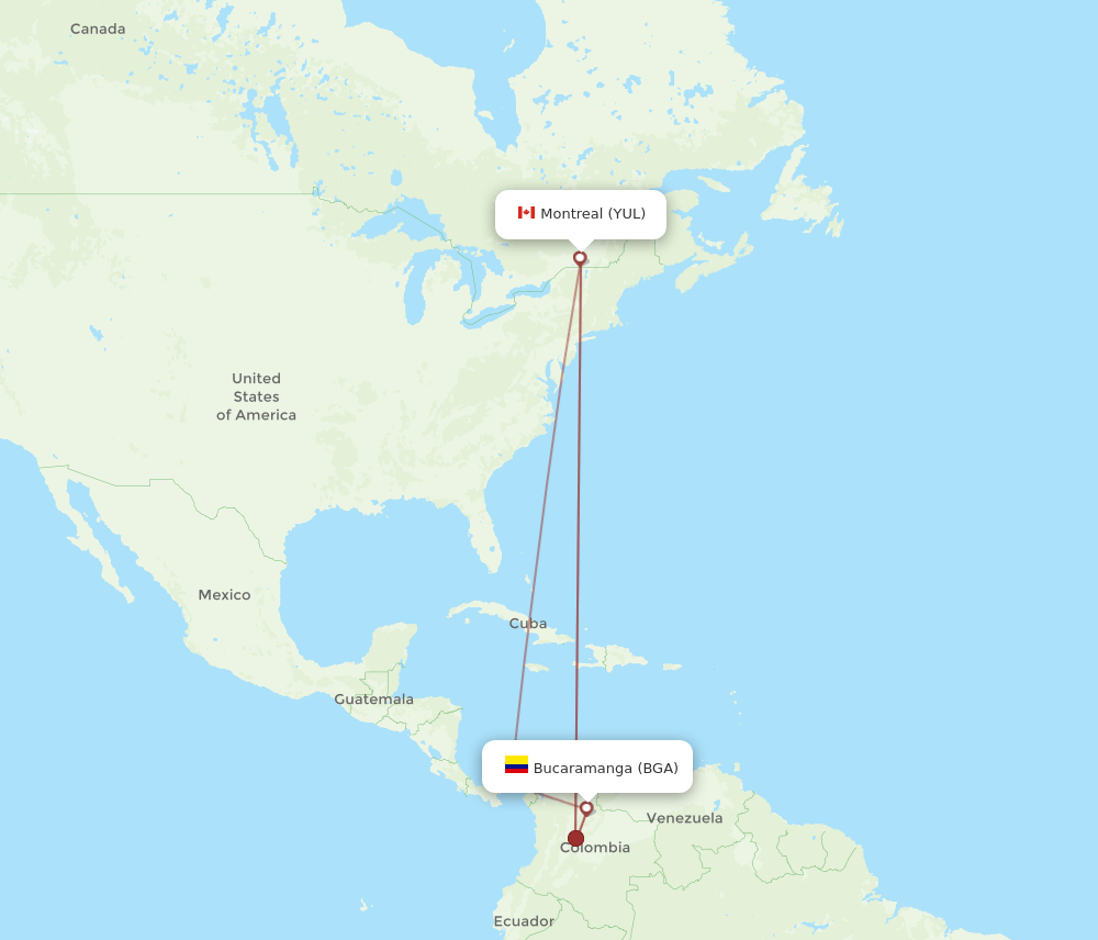 YUL-BGA flight routes