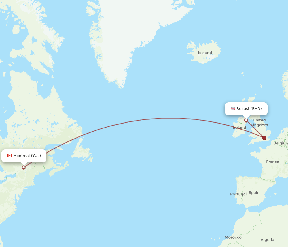 YUL-BHD flight routes