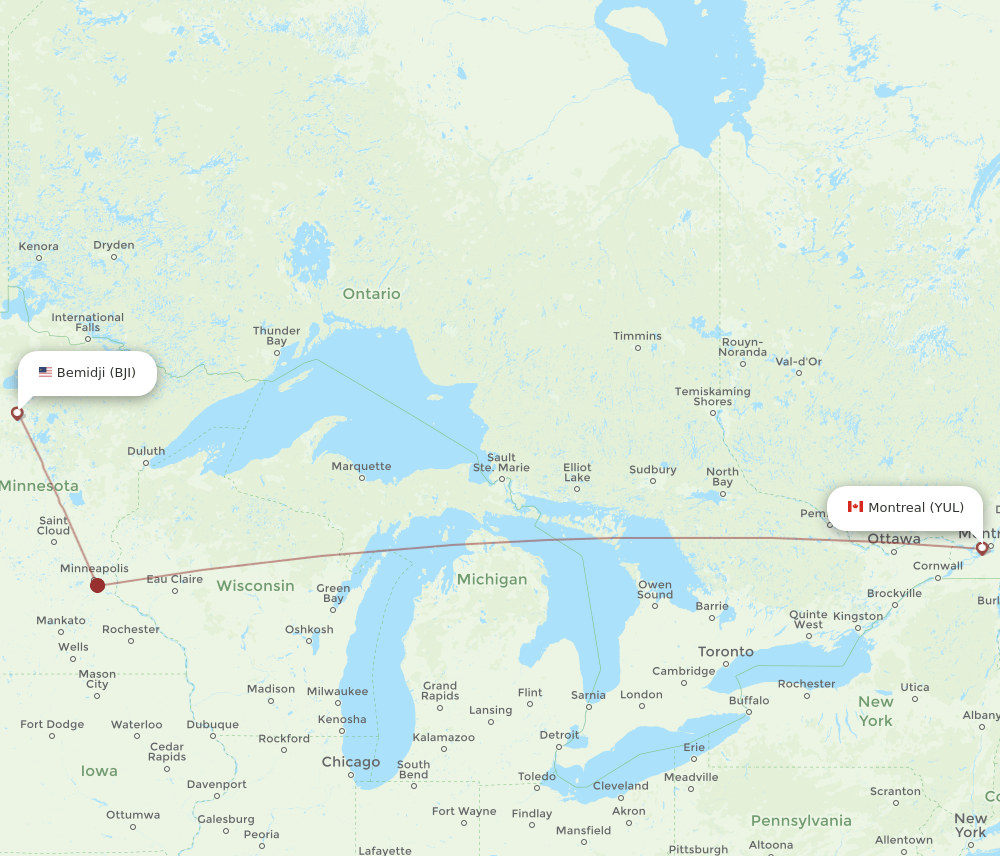 YUL-BJI flight routes