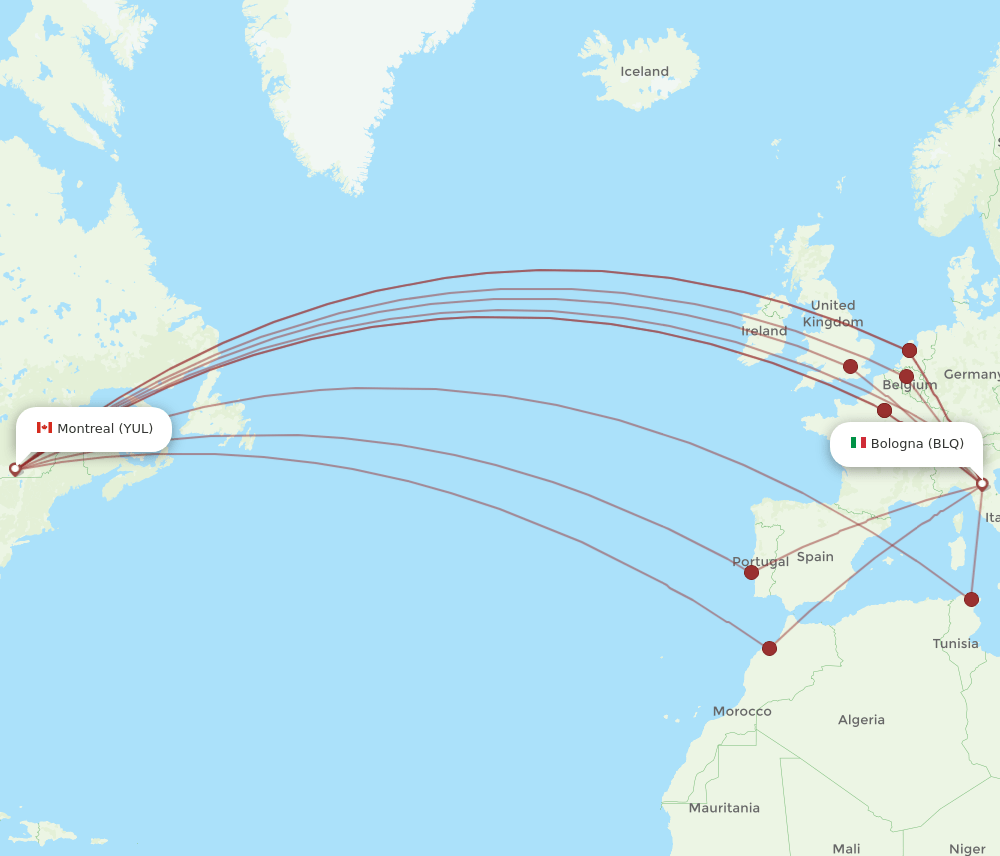 YUL-BLQ flight routes