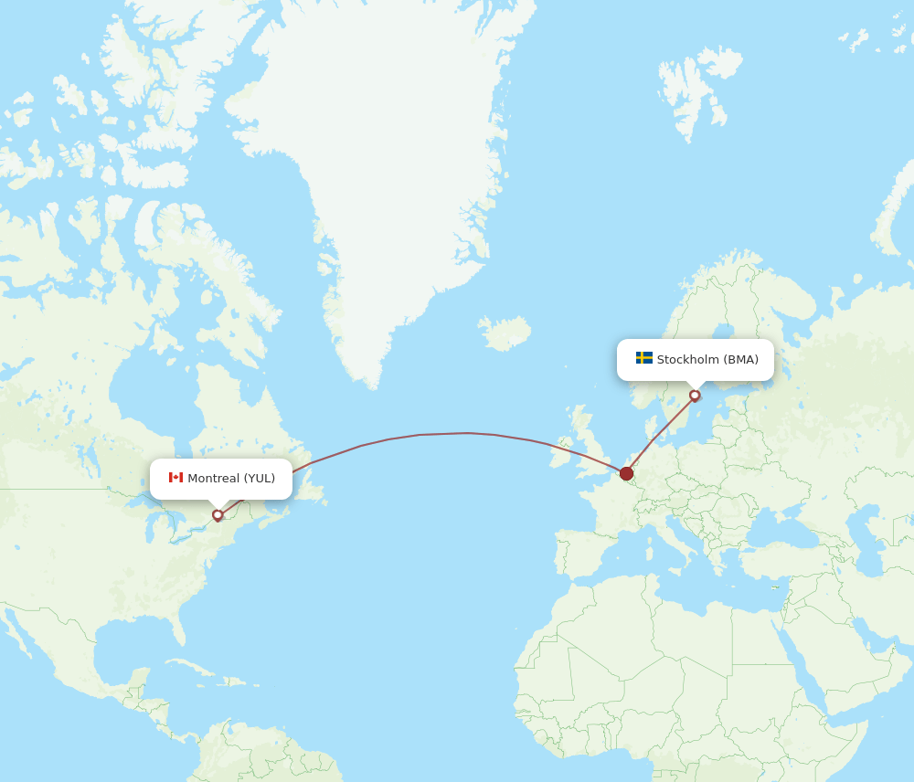 YUL to BMA flights and routes map