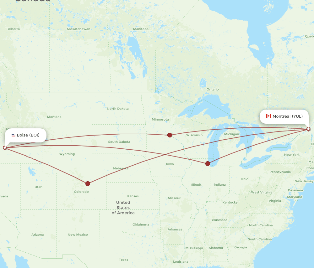 YUL-BOI flight routes