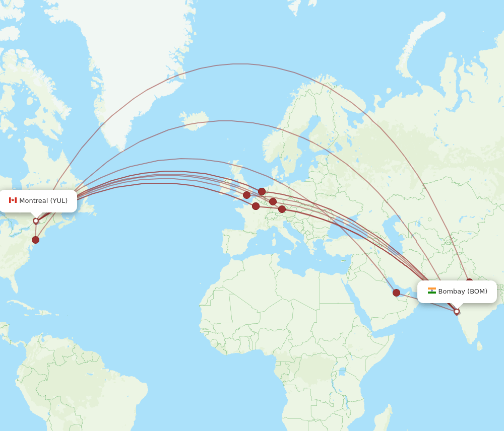 YUL-BOM flight routes