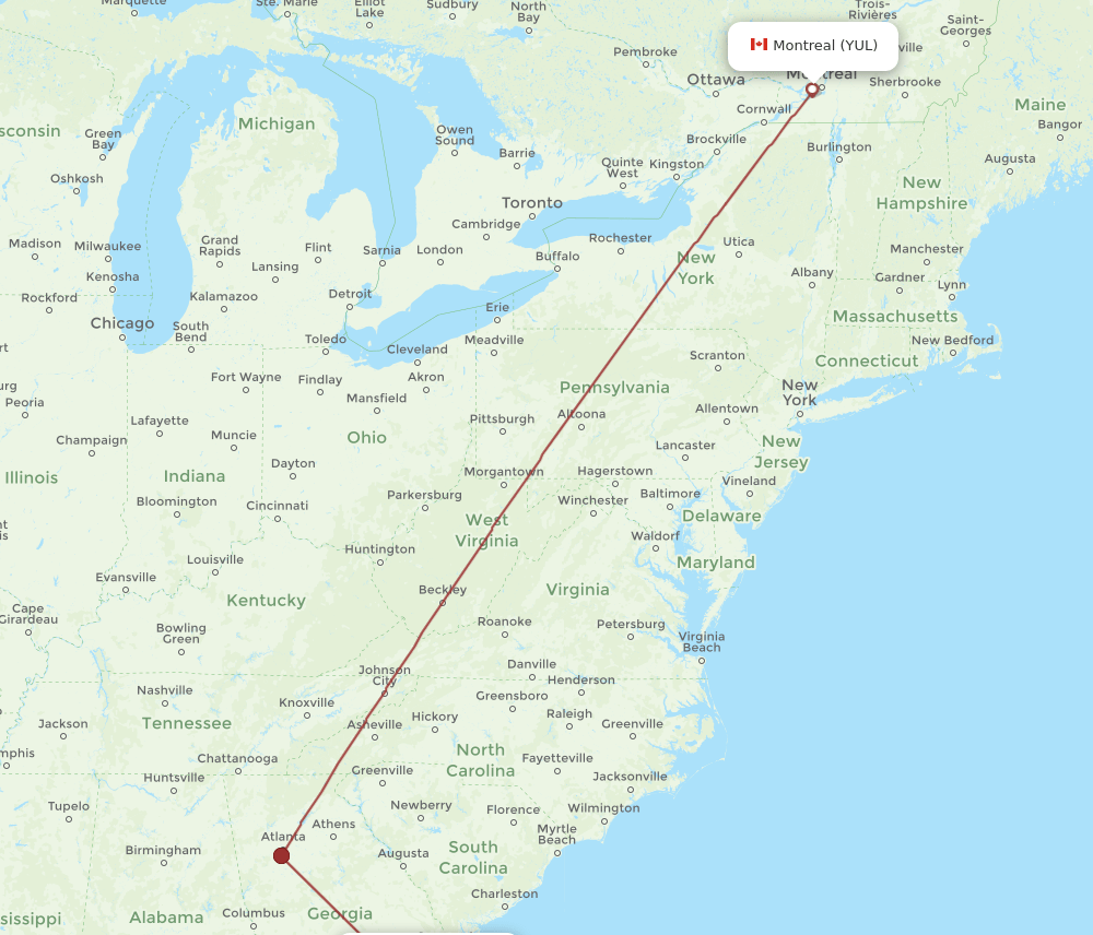 YUL-BQK flight routes
