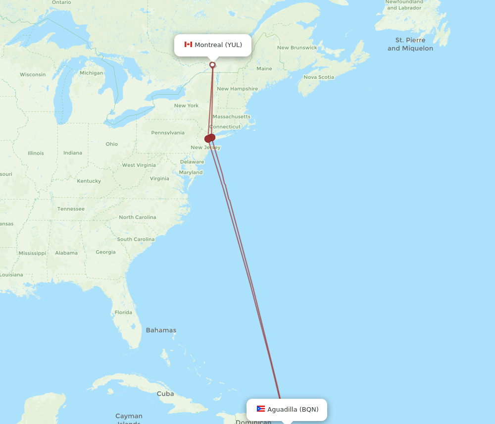 YUL-BQN flight routes