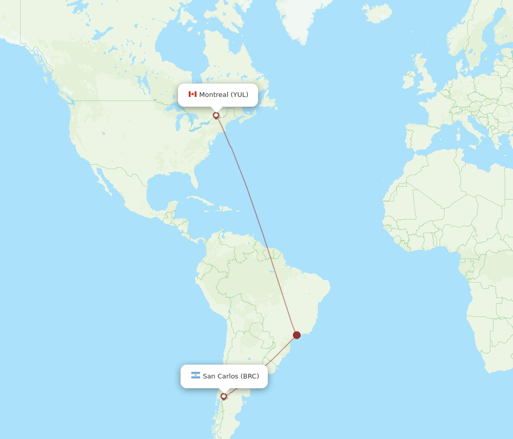 YUL-BRC flight routes
