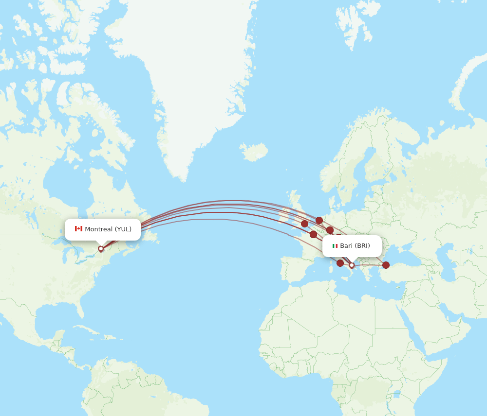 YUL-BRI flight routes