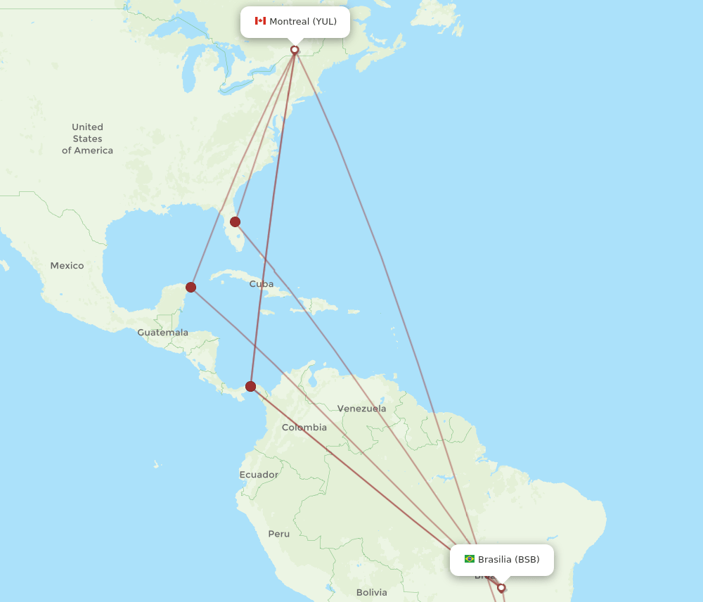 YUL-BSB flight routes