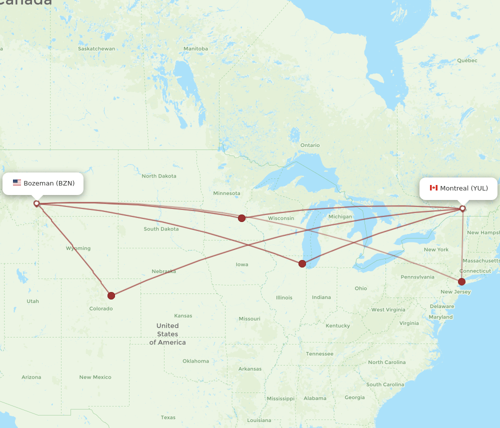 YUL-BZN flight routes