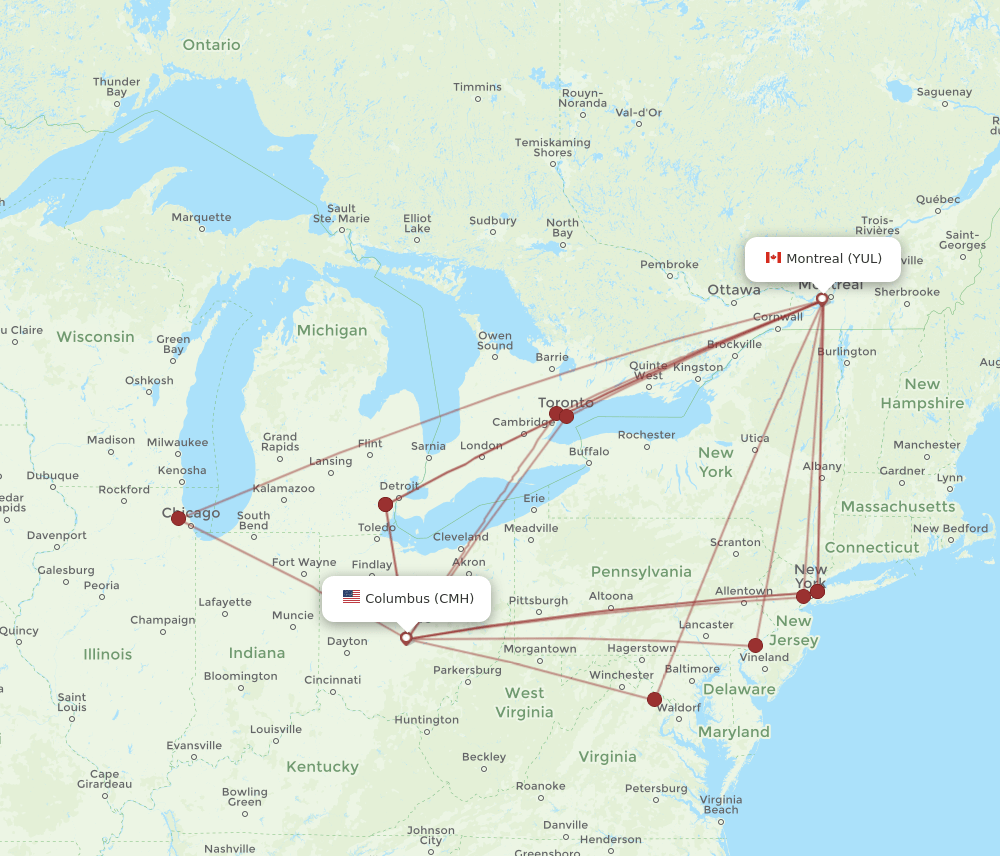 YUL-CMH flight routes