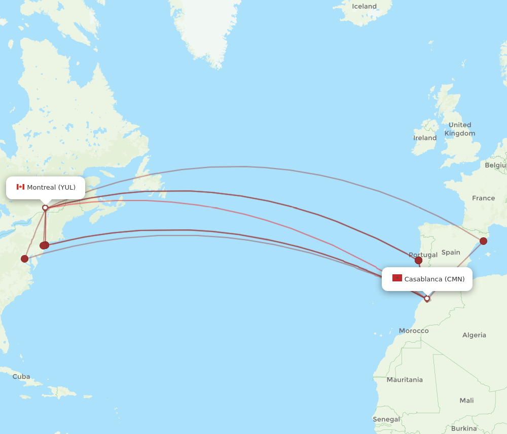 YUL-CMN flight routes
