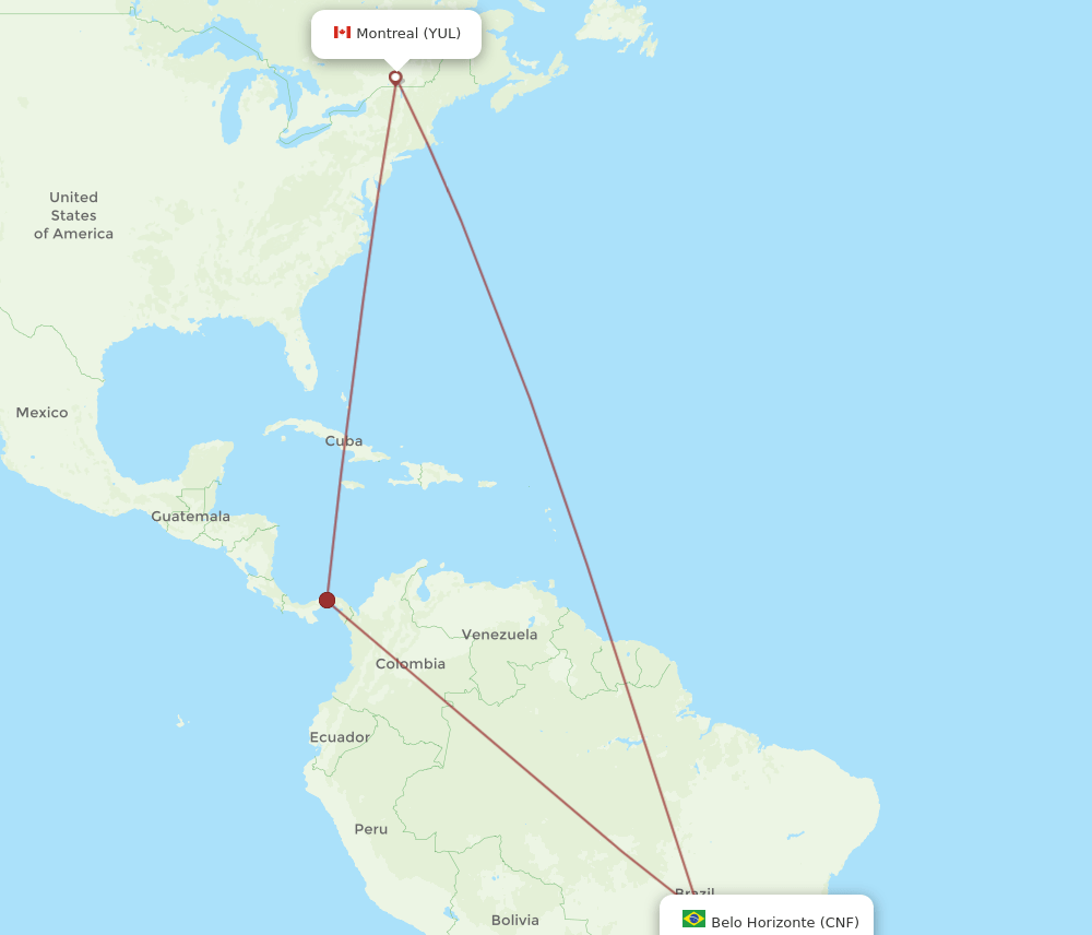 YUL-CNF flight routes