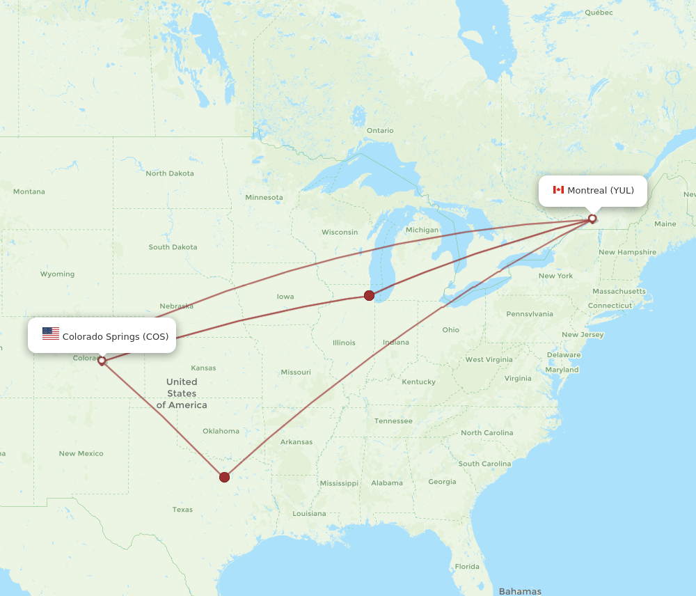 YUL-COS flight routes