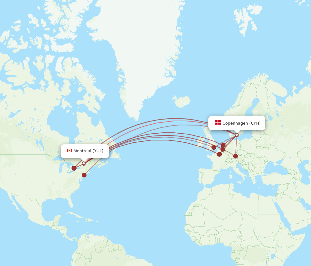 YUL-CPH flight routes