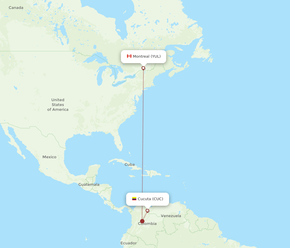 YUL-CUC flight routes
